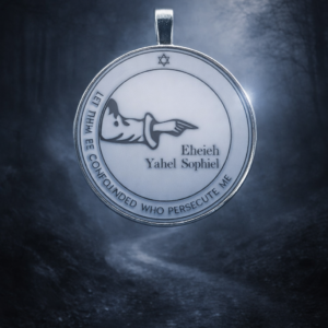 Fourth Pentacle of the Moon shown as a silver Solomonic talisman under moonlight, symbolizing safe travel, guarded passage, and lunar protection during uncertain journeys.