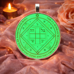 Fourth Pentacle of Venus shown as a Solomonic talisman in warm rose-gold light, symbolizing attraction, harmony, loving favor, and restored emotional warmth.