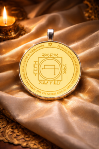Fifth Pentacle of the Sun shown as a golden Solomonic talisman in warm light, symbolizing solar favor, honorable recognition, dignified visibility, and radiant authority.