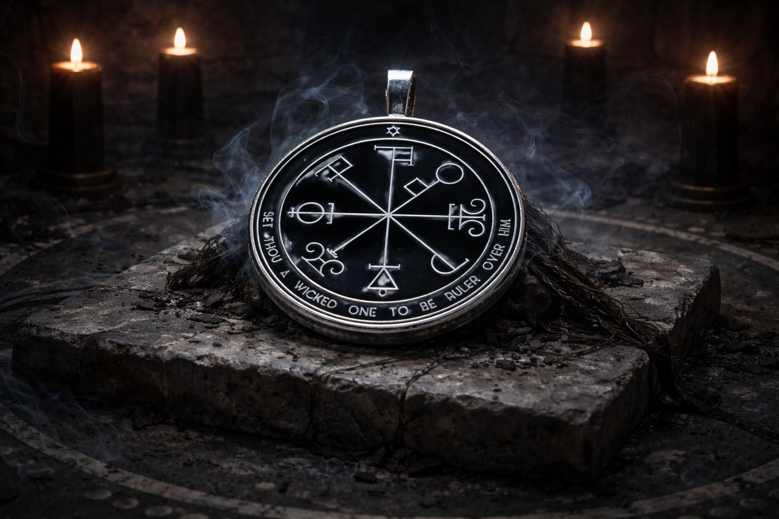 The Sixth Pentacle of Saturn displayed as a Solomonic talisman of adversarial containment, spiritual restraint, and protective Saturnian boundary work