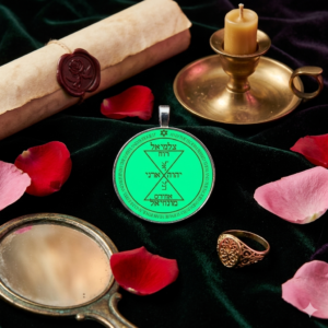 Third Pentacle of Venus talisman from the Key of Solomon displayed as a rose-gold ceremonial seal for love, respect, admiration, and refined attraction