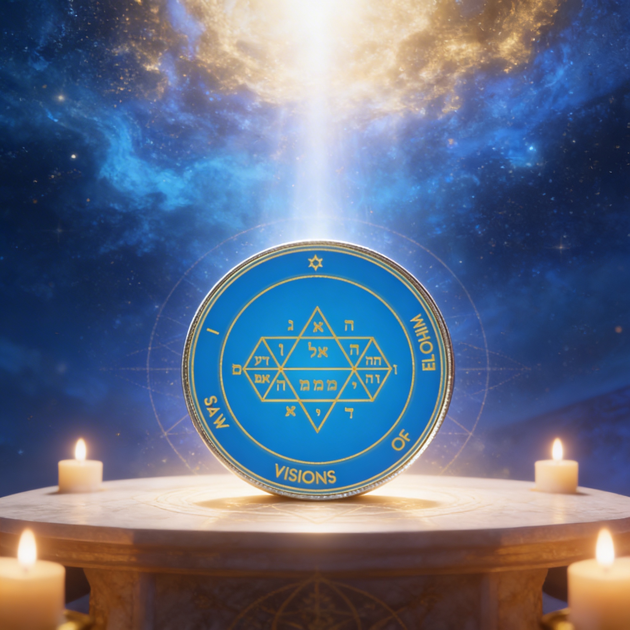 Fifth Pentacle of Jupiter Solomonic talisman symbolizing opened heavens, divine vision, and prophetic spiritual insight