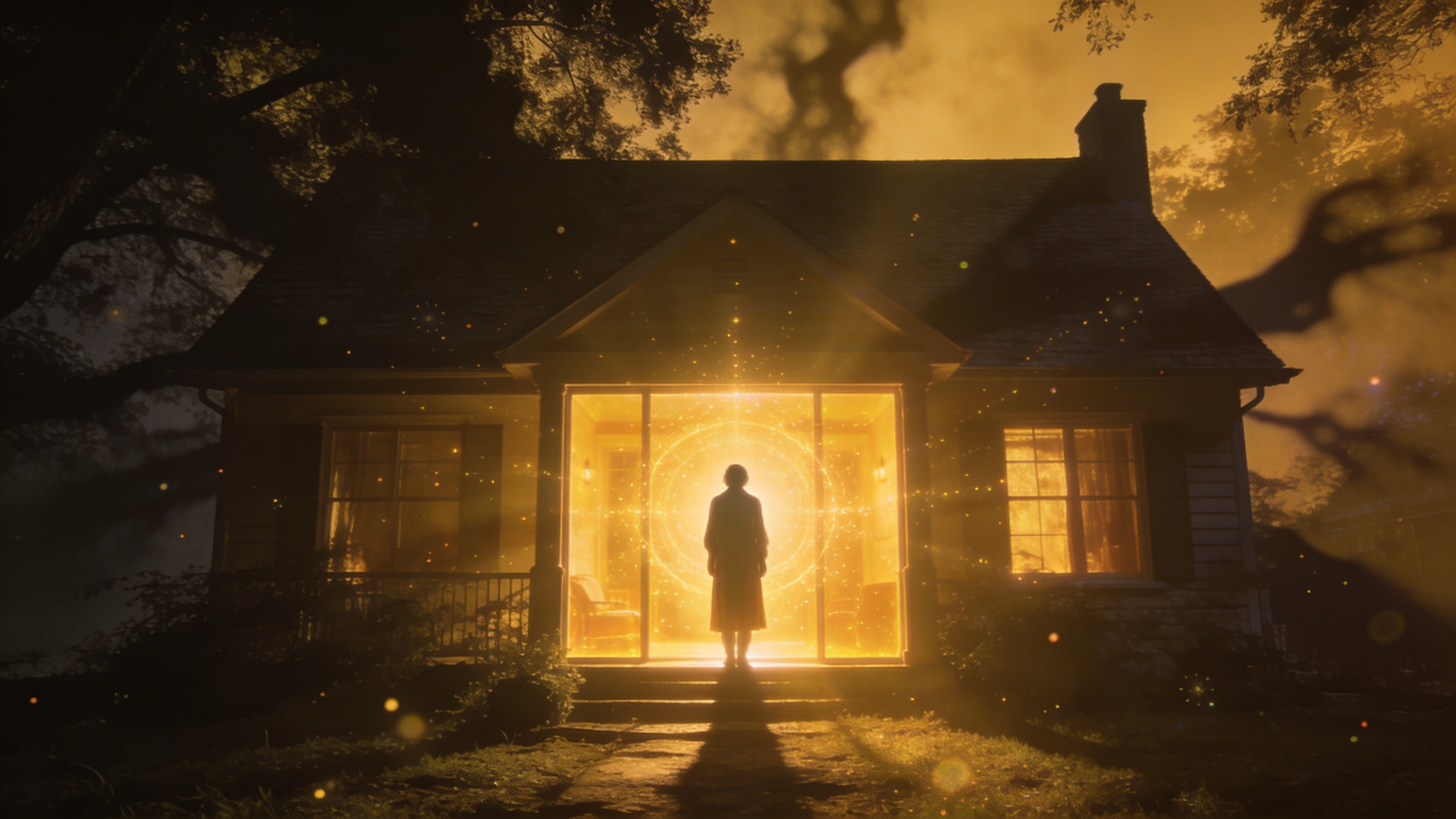 Protected person surrounded by golden light symbolizing deliverance, spiritual protection, and freedom from oppression through Psalm prayer work