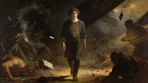 Person remaining calm and protected in a hostile environment while carrying a Solomonic protection pentacle beneath their clothing