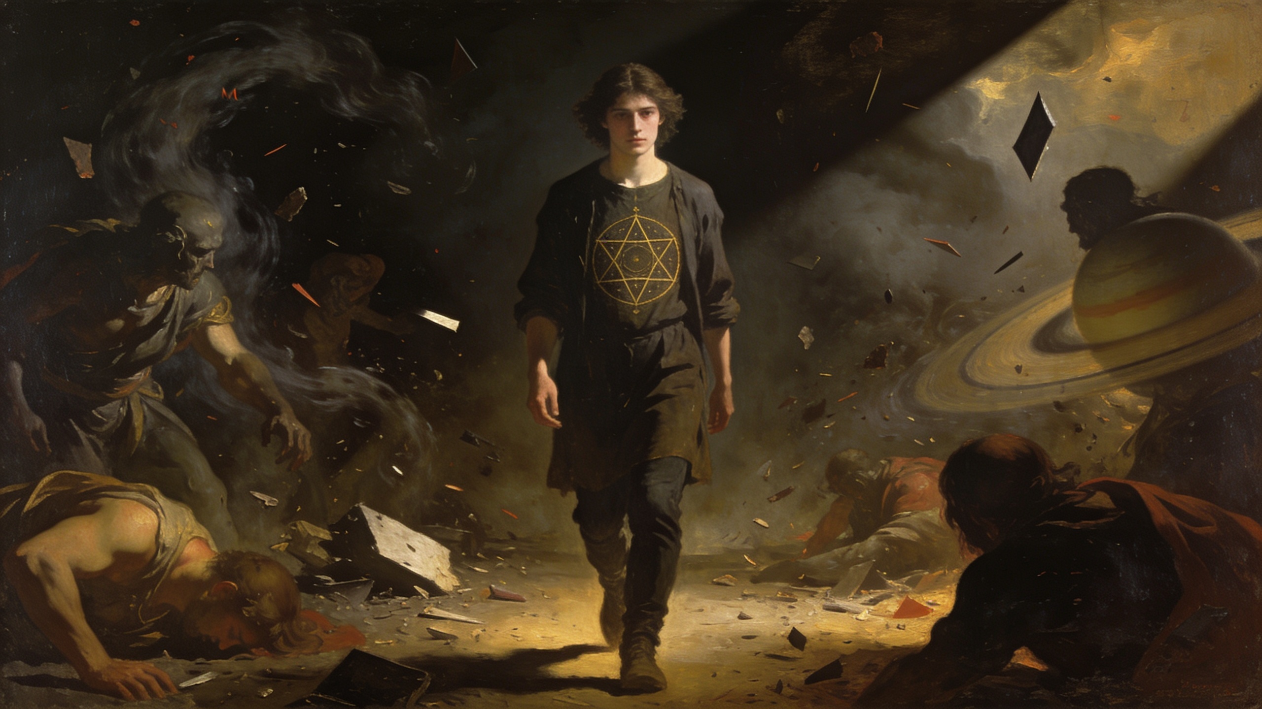 Person remaining calm and protected in a hostile environment while carrying a Solomonic protection pentacle beneath their clothing