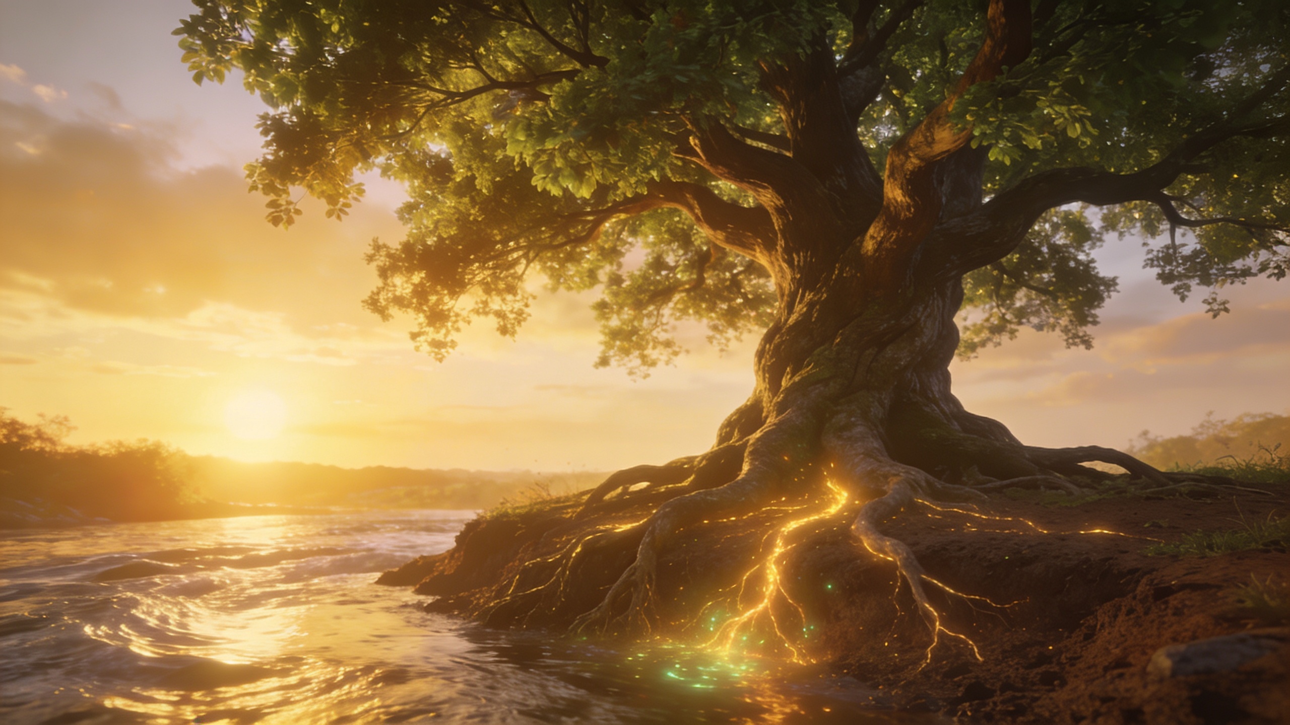 Strong tree beside flowing water symbolizing wisdom, rooted prosperity, discipline, and spiritual alignment from Psalm 1