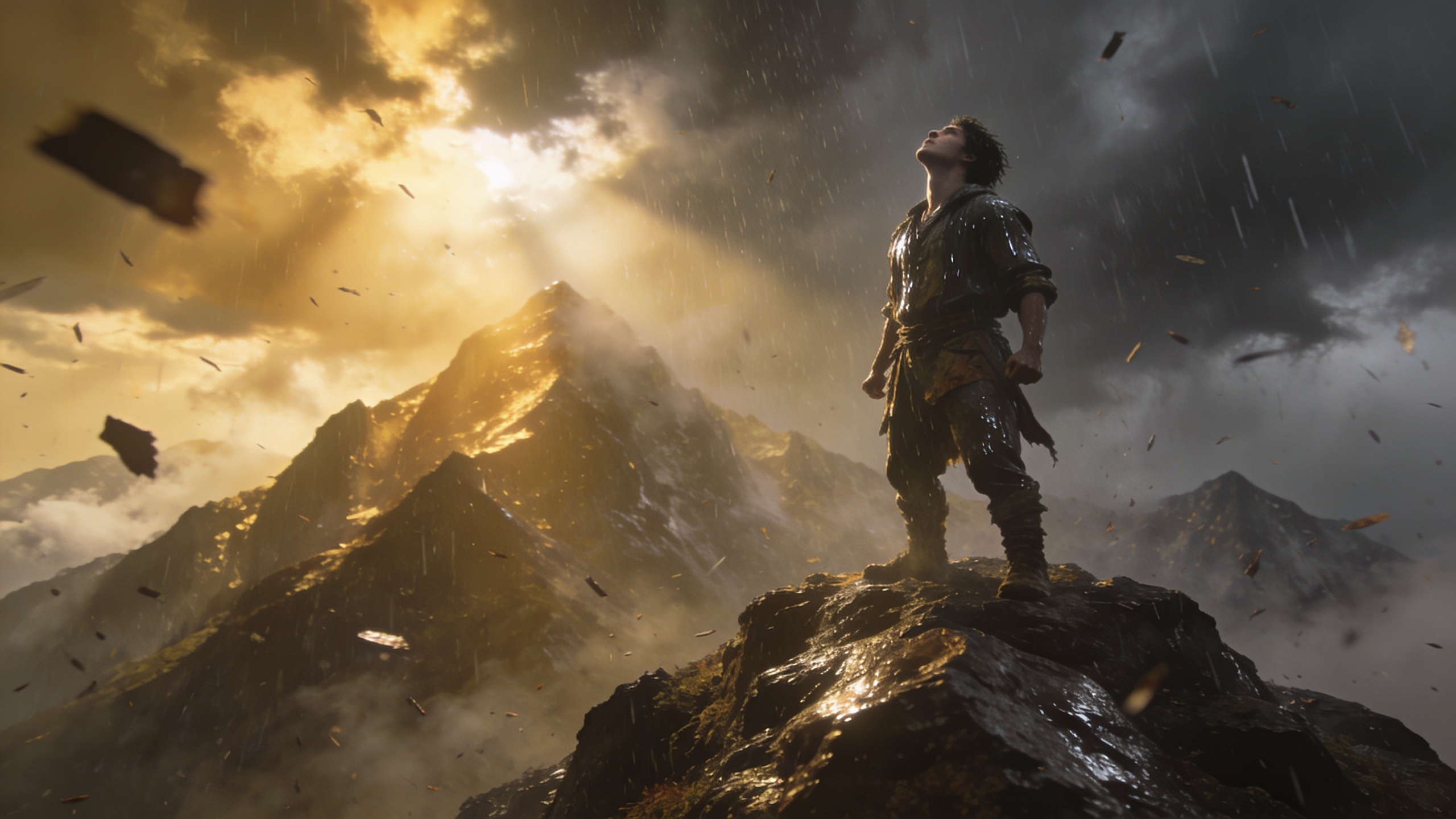 Resilient empowered person standing after a storm symbolizing courage, strength, recovery after adversity, grounded resilience, restored vitality, and victorious endurance through Psalm 18