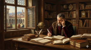 Renaissance-style scene representing focus, attention management, discipline, and mental clarity