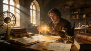 Renaissance-style scene representing creative thinking, innovation, problem solving, and intellectual flexibility
