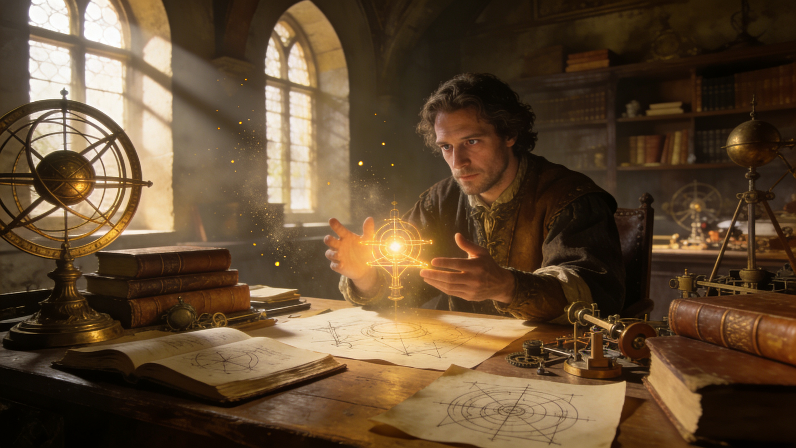 Renaissance-style scene representing creative thinking, innovation, problem solving, and intellectual flexibility