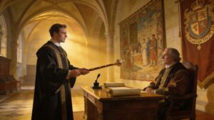Renaissance-style scene representing career advancement, leadership, and professional recognition