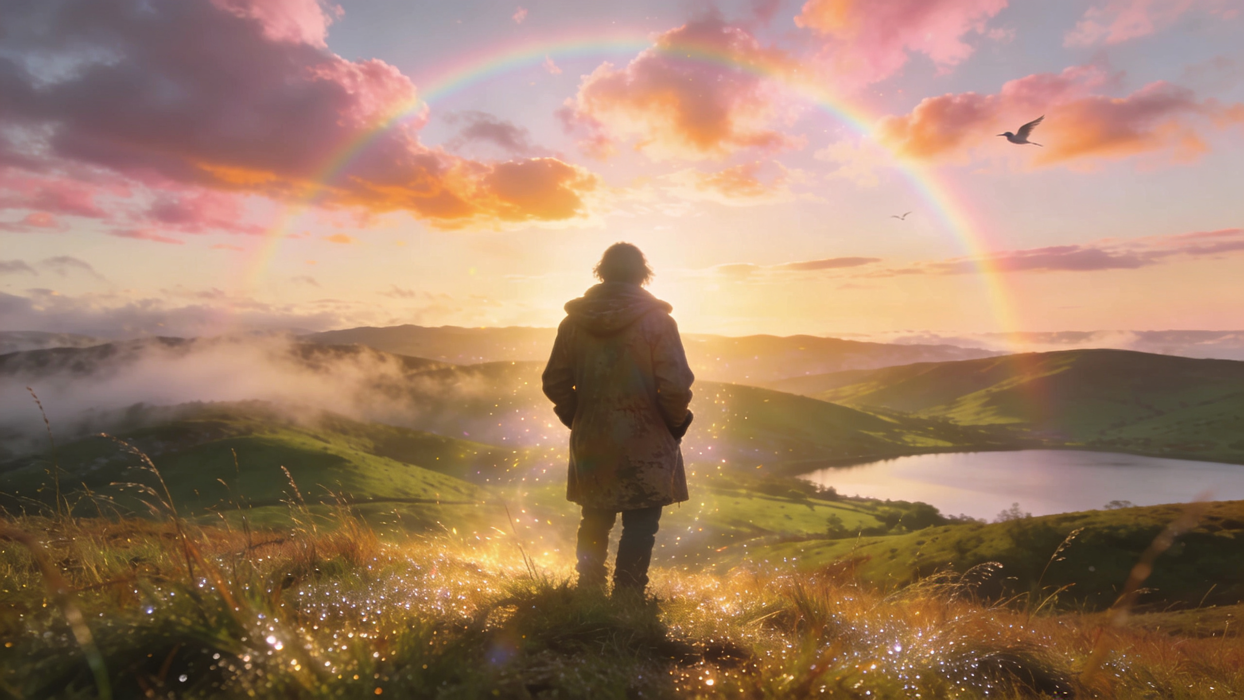 Traveler standing in the first light of dawn after a stormy night, symbolizing healing, restoration, emotional recovery, resilience, hope, gratitude, and renewal through Psalm 30.