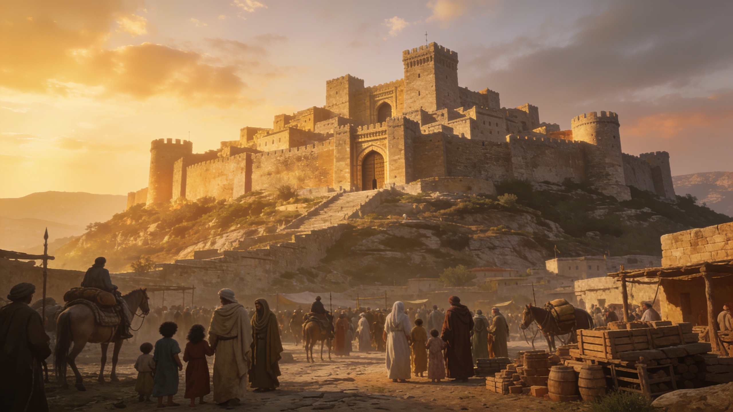 A majestic fortified city at sunrise symbolizing Zion, enduring spiritual foundations, faithful stewardship, and the lasting legacy described in Psalm 48.